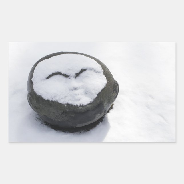 Happy Buddha With Snow Facial Rectangular Sticker (Front)