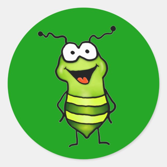 Happy Bug Classic Round Sticker (Front)