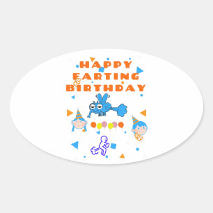 Happy Bug Farting Birthday Oval Sticker