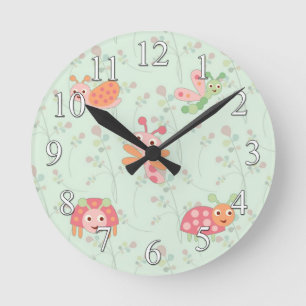 Happy Bugs Girls Wall Clock