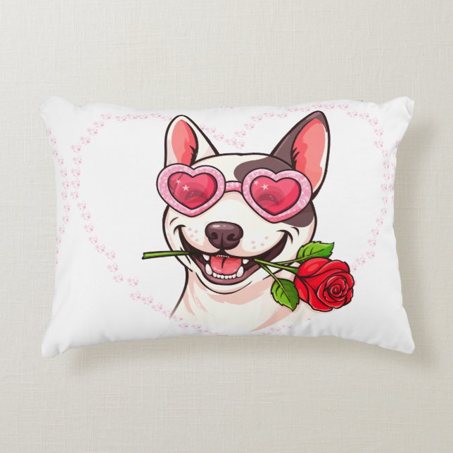 Happy bull terrier decorative cushion (Front)