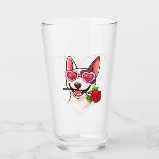 Happy bull terrier glass