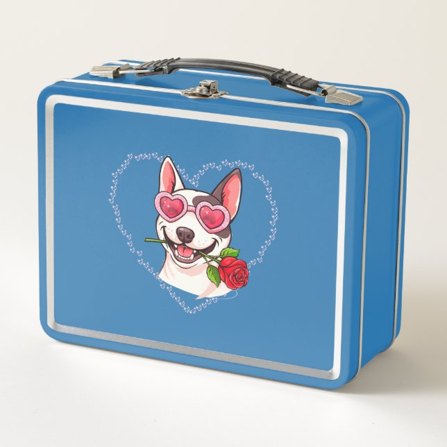 Happy bull terrier metal lunch box (Front)