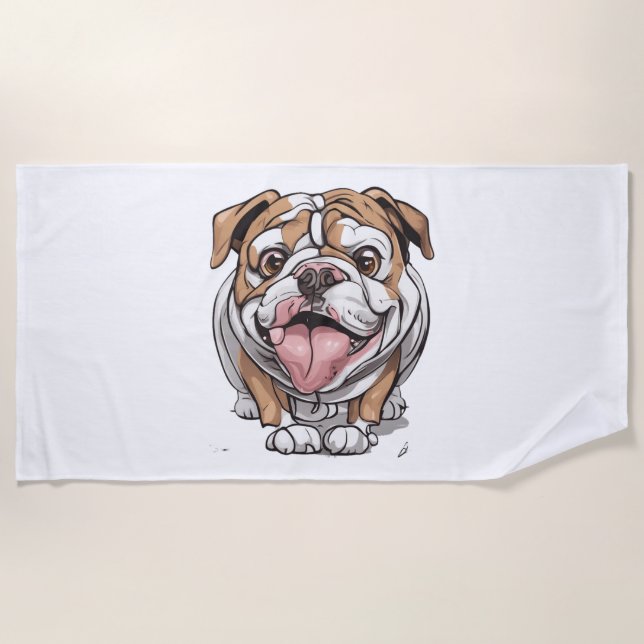 Happy Bulldog   Beach Towel (Front)