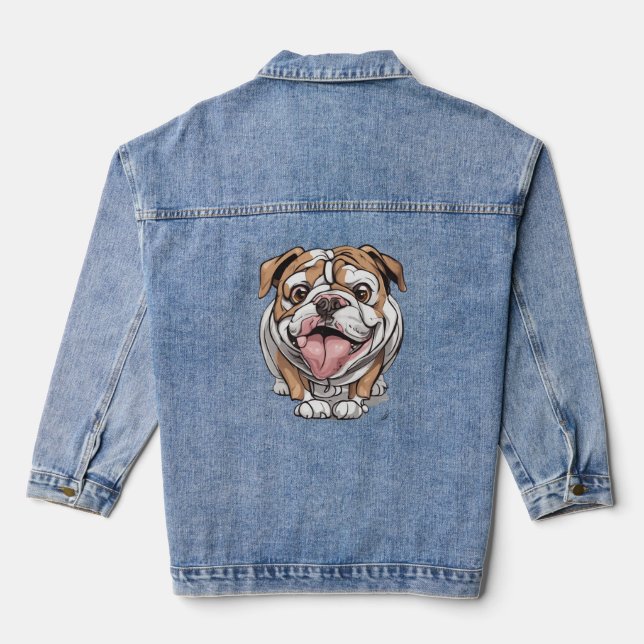 Happy Bulldog   Denim Jacket (Back)
