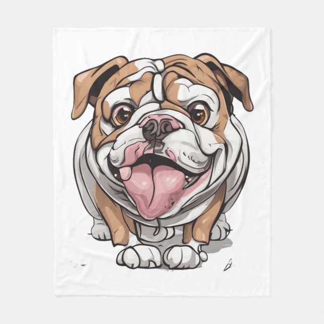 Happy Bulldog   Fleece Blanket (Front)