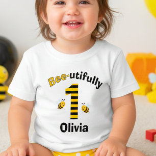 Happy Bumble Bee First Birthday Baby T-Shirt