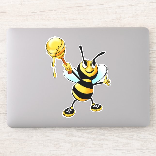 Happy Bumble Bee with a Scoop of Honey (Computer)