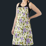 happy bumble bees and flowers repeating pattern apron<br><div class="desc">Cute bumble bee pattern with purple vibrant flowers</div>