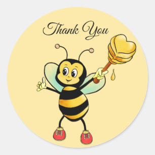 Happy Bumblebee Thank You Classic Round Sticker