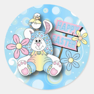 Happy Bunny Easter Classic Round Sticker