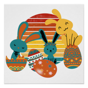 Happy Bunny, Easter Egg, Cute Poster