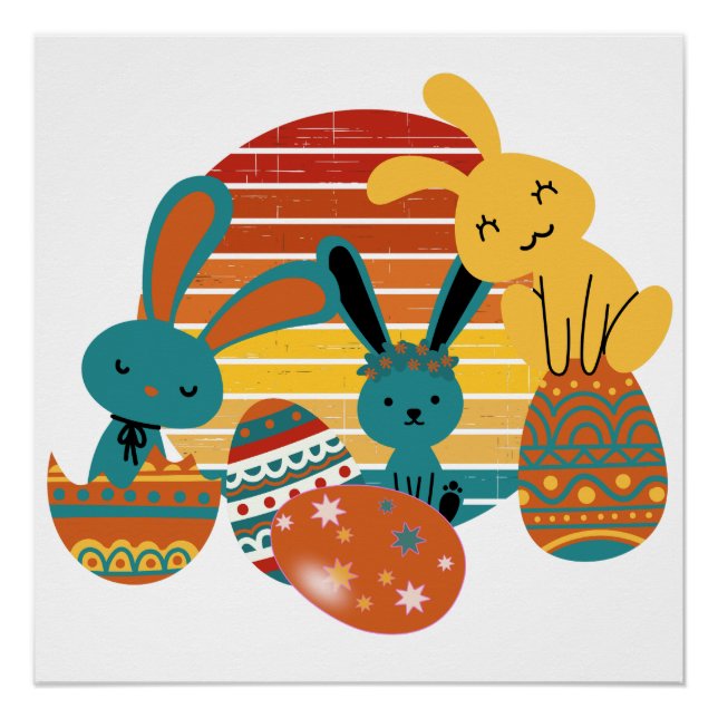 Happy Bunny, Easter Egg, Cute Poster (Front)