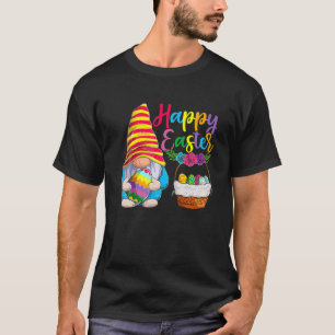 Happy Bunny Easter Gnome , Funny Rabbit Egg Basket T-Shirt