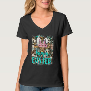 Happy Bunny Easter Leopard Cross With Flowers 1 T-Shirt