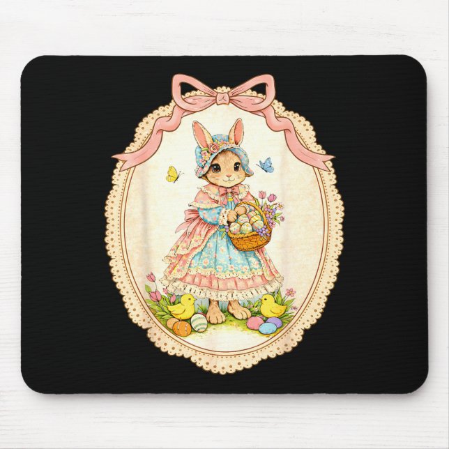 Happy Bunny Funny Rabbit For Graphic Art Mouse Mat (Front)