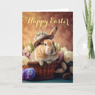 Happy Bunny in an Easter Basket Holiday Card