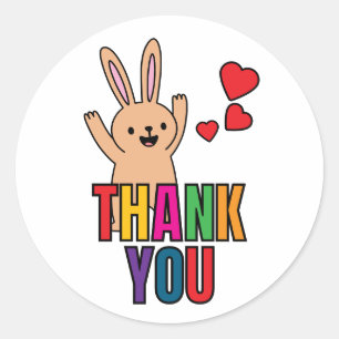 Happy Bunny Thank You  Classic Round Sticker