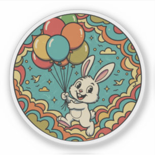 Happy Bunny with Balloons - Groovy Celebration Art