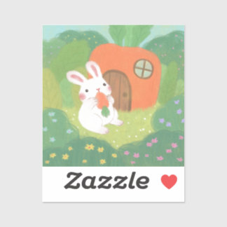 Happy Bunny with Carrot in Forest