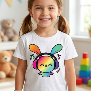 Happy Bunny with headphones listening to music.  T-Shirt