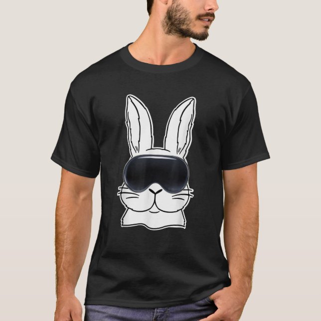 Happy Bunny With VR Glasses Metaver Easter Day Dad T-Shirt (Front)