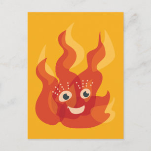 Happy Burning Fire Flame Character Postcard