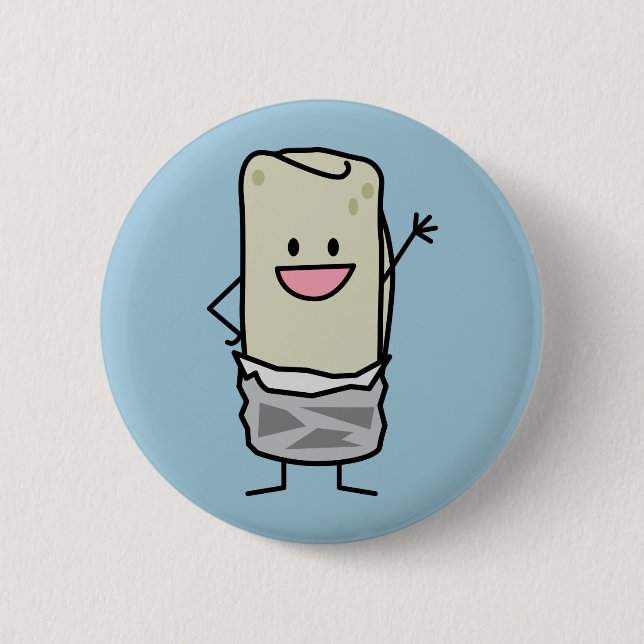 Happy Burrito Waving Hello 6 Cm Round Badge (Front)