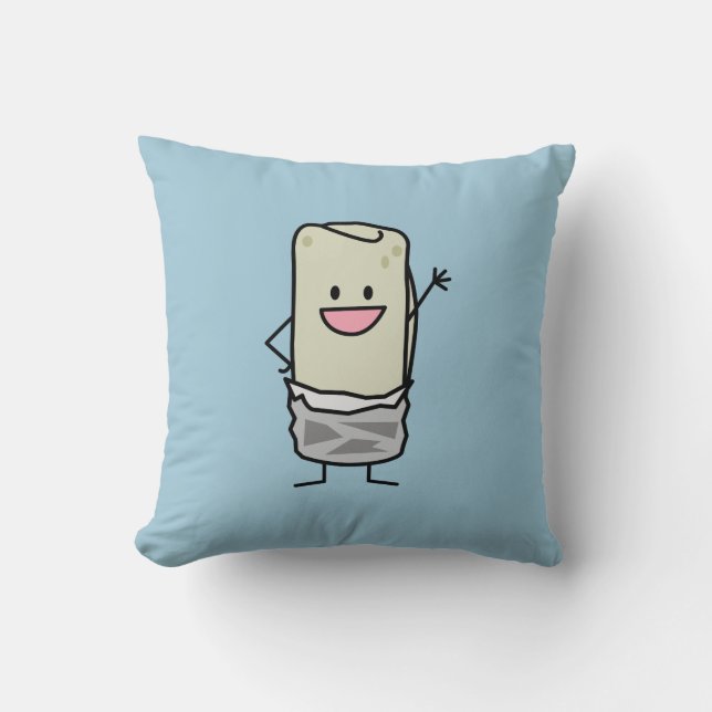 Happy Burrito Waving Hello Cushion (Front)