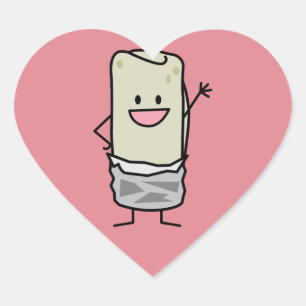 Happy Burrito Waving Hello Heart Sticker