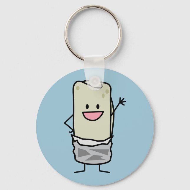 Happy Burrito Waving Hello Key Ring (Front)