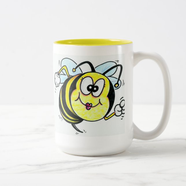 Happy Busy Bee Two-Tone Coffee Mug (Right)