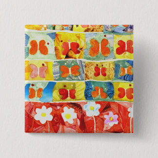 Happy Butterflies 15 Cm Square Badge