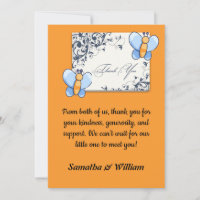 Happy Butterfly BabyShower Flat Thank You Card
