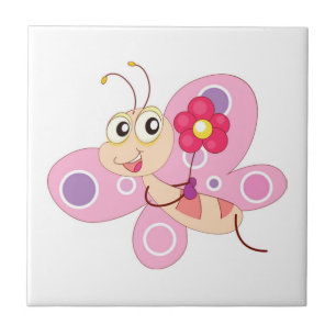 HAPPY BUTTERFLY GIRL TILE