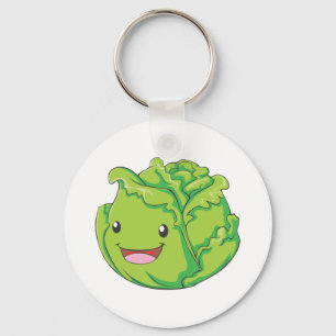 Happy Cabbage Vegetable Smiling Key Ring