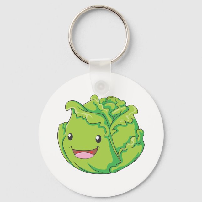 Happy Cabbage Vegetable Smiling Key Ring (Front)