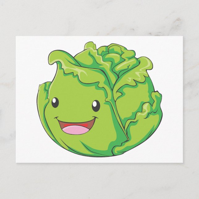 Happy Cabbage Vegetable Smiling Postcard (Front)