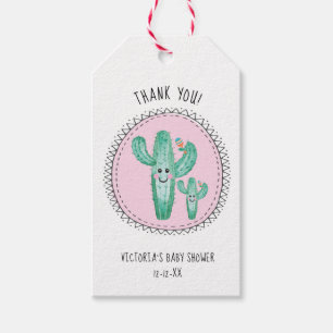 Happy Cactus Momma and Baby with maraca rattle Gift Tags