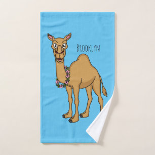 Happy camel cartoon illustration bath towel set