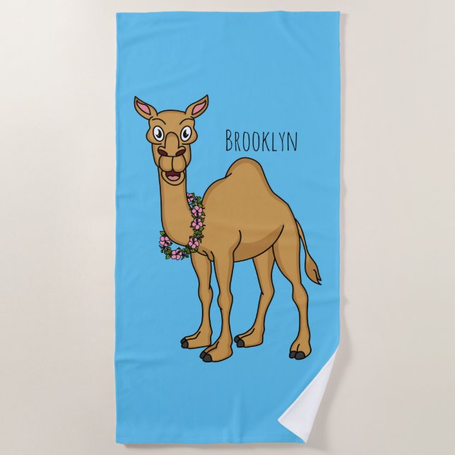 Happy camel cartoon illustration  beach towel (Front)