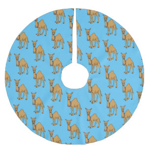 Happy camel cartoon illustration brushed polyester tree skirt