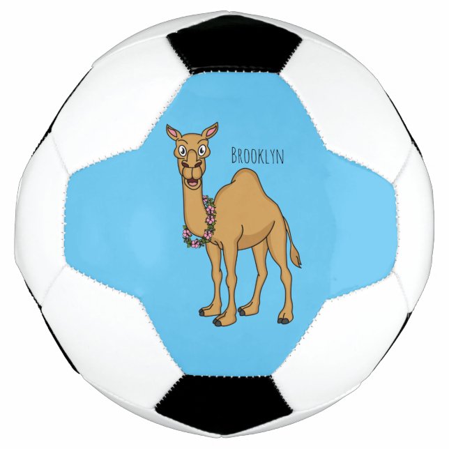 Happy camel cartoon illustration football (Front)