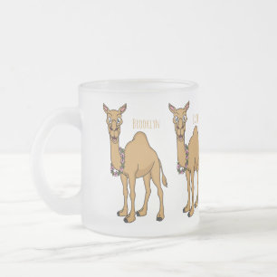 Happy camel cartoon illustration frosted glass coffee mug