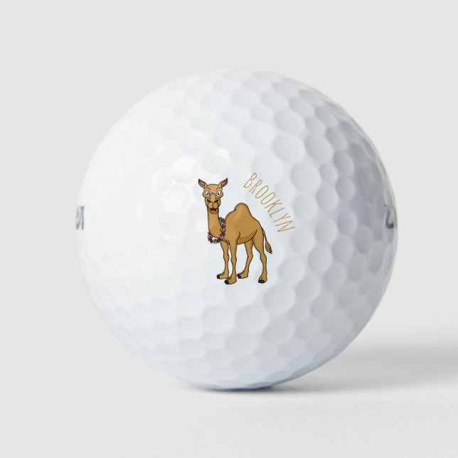 Happy camel cartoon illustration golf balls (Front)