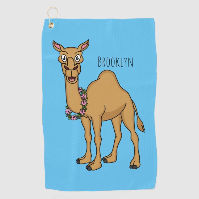 Happy camel cartoon illustration golf towel (Front)
