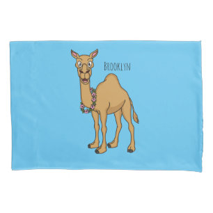 Happy camel cartoon illustration pillowcase