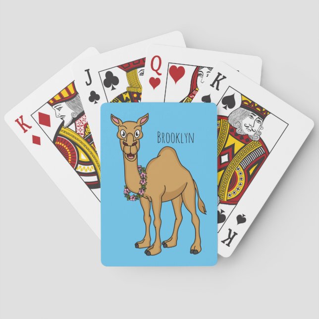 Happy camel cartoon illustration playing cards (Back)