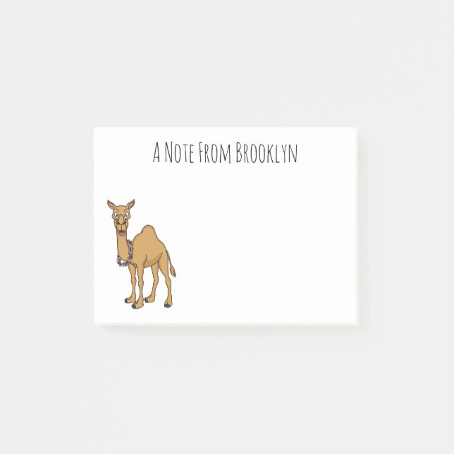 Happy camel cartoon illustration post-it notes (Front)