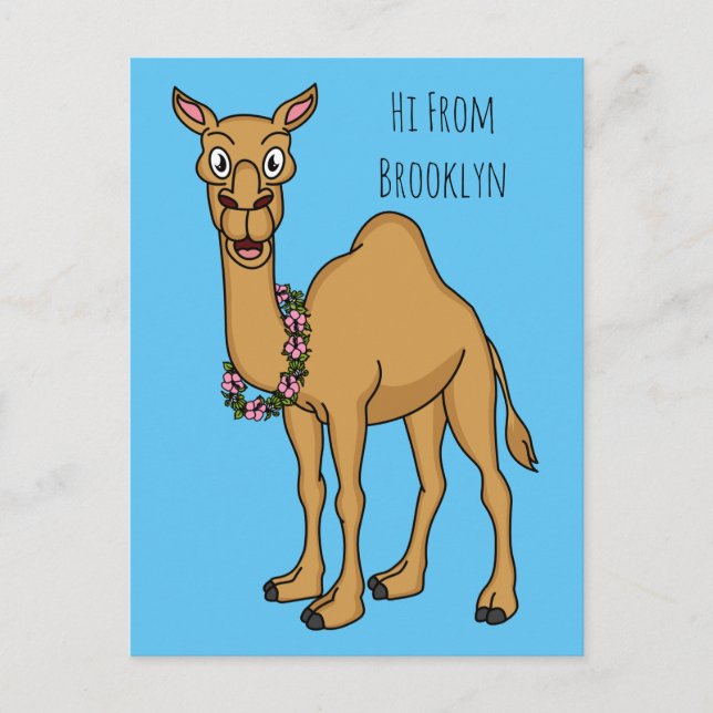Happy camel cartoon illustration   postcard (Front)